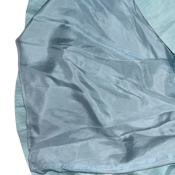 Luca Luca 100% Silk Pleated A-Line Skirt Light Blue Size 42 (Italian Size) - Picture 7 of 10